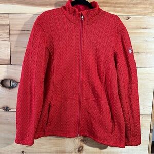 Red Spyder Major Cable Core Full-Zip Fleece-lined Knit Sweater Jacket Active Ski